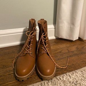 brown Madewell lace-up boots, worn once, size 10